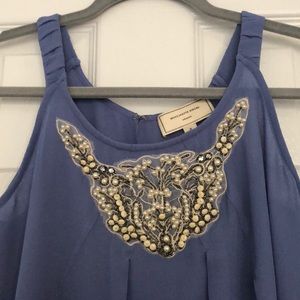 Anthropologie Periwinkle Beaded Tank Top